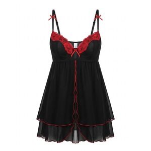Rampage Y2K VTG black red lace Babydoll lingerie chemise vamp coquette whimsy